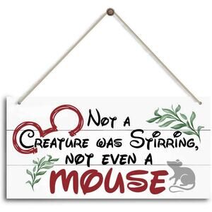 Christmas Wooden Door Sign Not a Creature Was Stirring Rustic Holiday Wall Decor